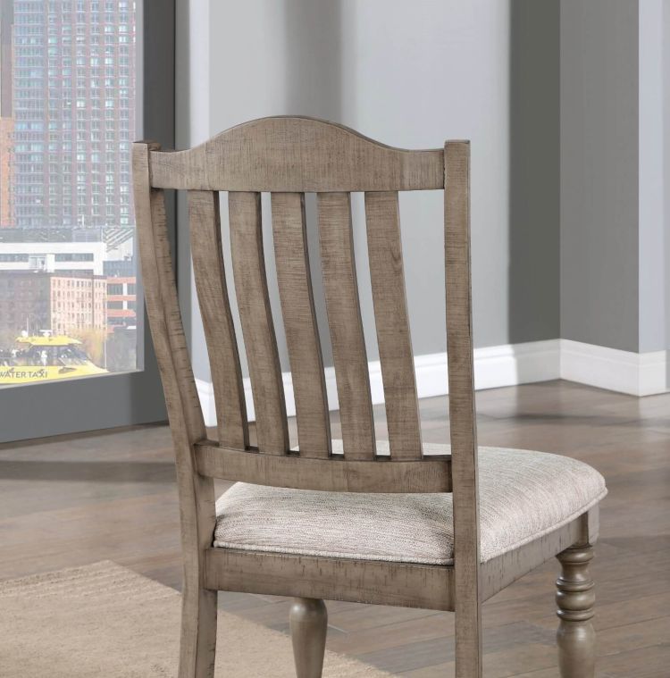 Transitional Style 2Pcs Side Chairs Antique Gray Solid Wood Gray Fabric Dining Room Furniture Chair Turned Legs