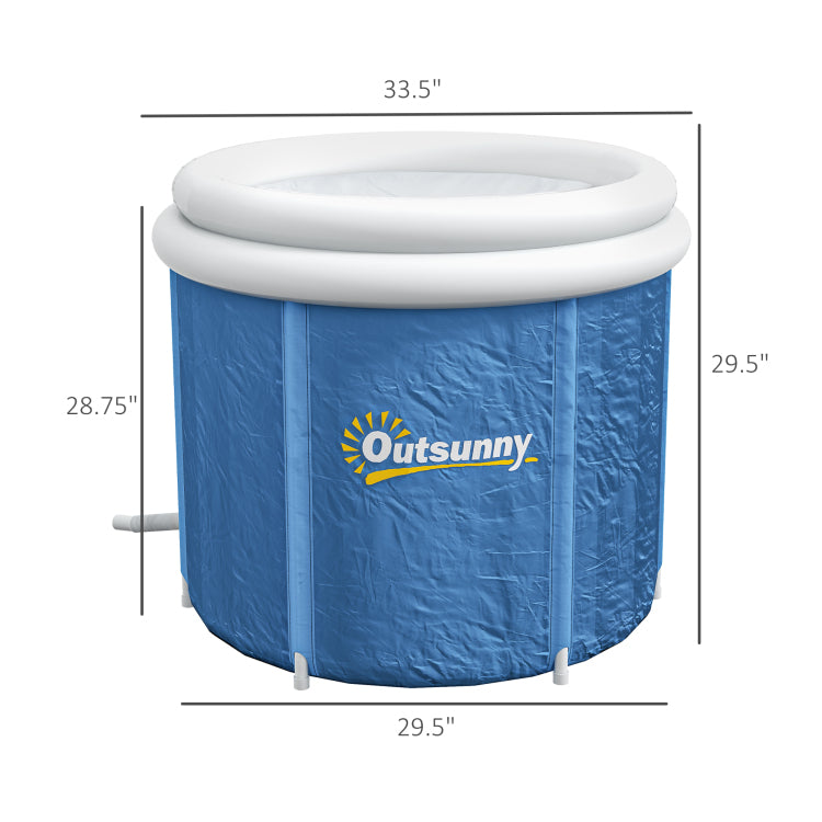 Outsunny Ice Bath Tub, 79 Gallon Outdoor Portable Cold Plunge Tub With Thermo Lid, Cover And Carry Bag For Athletes Recovery And Cold Water Therapy, Dark Blue