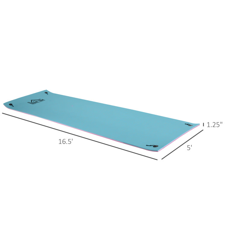 Homcom 17' X 5' Floating Mat, 3 Layer Lily Pad Swimming Pool Floating Water Mat, Thick And Durable Water Activities Mat For Lake, Oceans