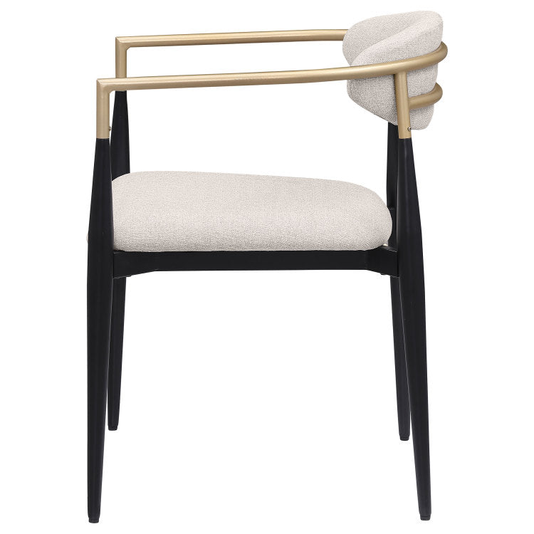 Mistra Beige Fabric Upholstered Dining Arm Chair Set Of 2