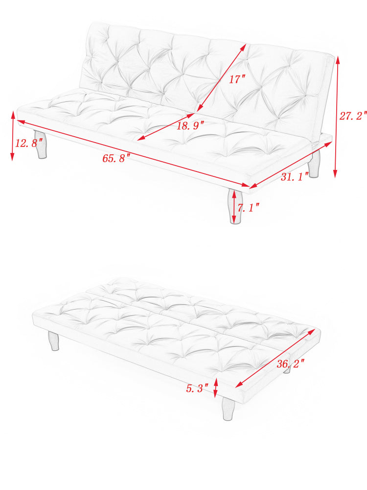 Sofa To Bed Evolution: 66" Black Velvet Sofa Bed Transforms Seamlessly, Ideal For Family Living Rooms, Apartments, And Bedrooms