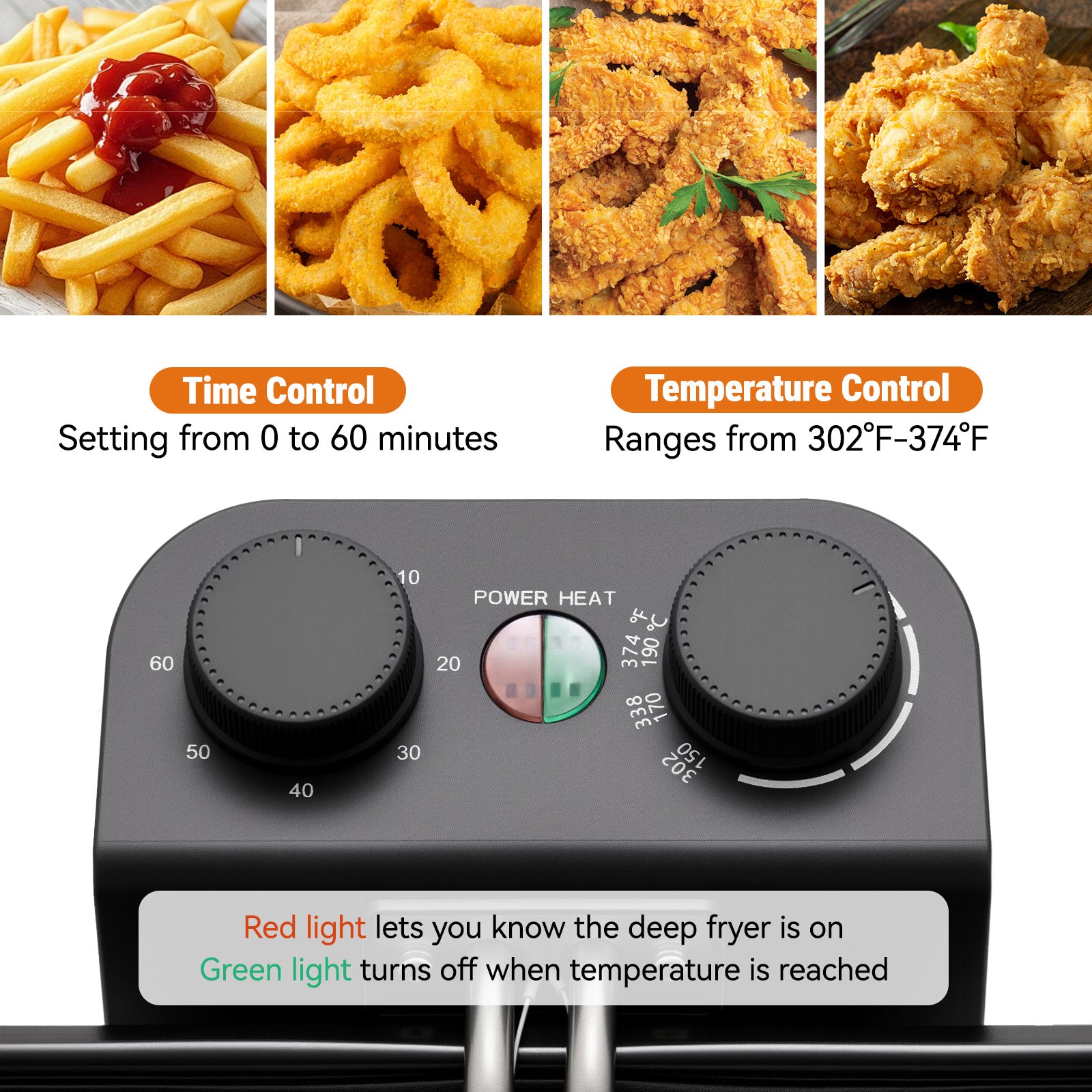 5L Deep Fryer With Basket, 1700W Electric Deep Fryer With Time & Temperature Control For Home Use, 3 Frying Baskets, Lid With View Window And Odor Free Filter, Stainless Steel, Dishwasher Safe
