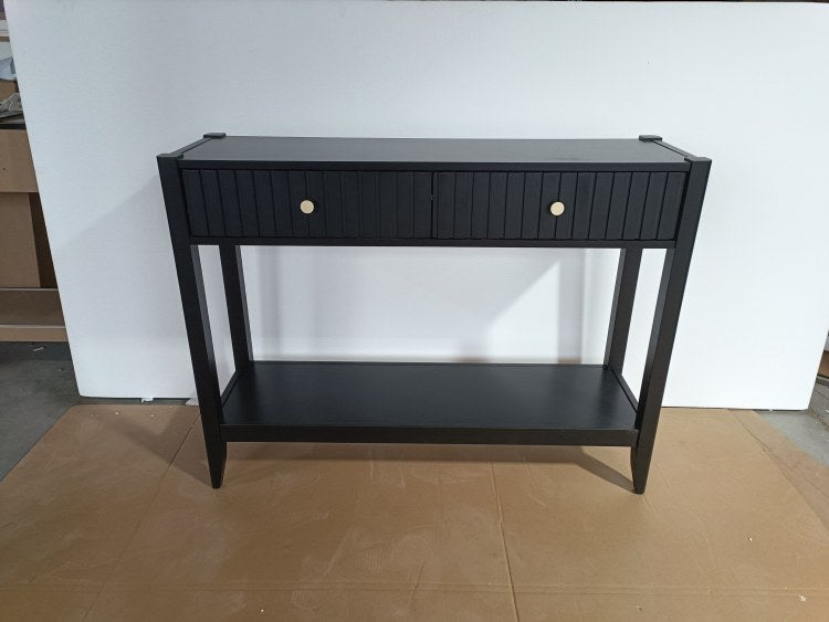 Console Table With Drawers, Narrow Wood Accent Sofa Table Entryway Table With Storage Shelf For Entryway, Front Hall, Hallway, Living Room, Black