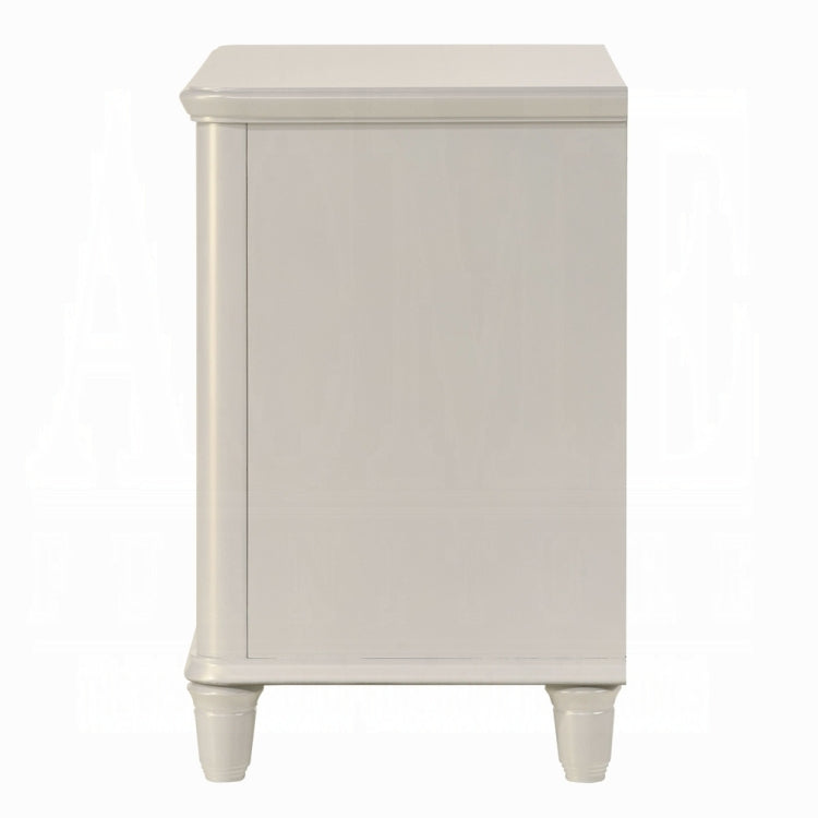 Pearl White Finish Luxury Glam Nightstand Of 2 Drawers Wooden Bedroom Furniture 1Pc