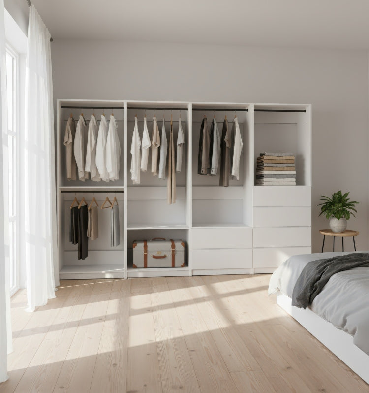 Prosper White Freestanding Walk In Wood Closet System