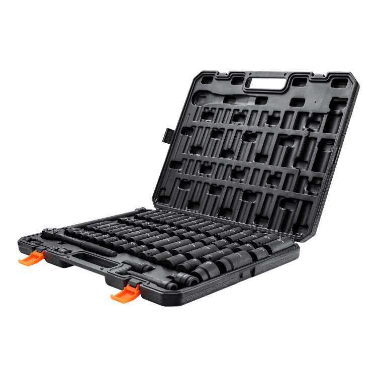 1 2" Drive Impact Socket Set, 65 Piece Socket Set Sae 3 8" To 1 1 4" And Metric 10 24Mm, 6 Point Cr V Alloy Steel For Auto Repair, Rugged Construction, Easy To Read Size Markings, Storage Case