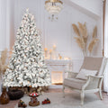 4Ft Flocked Christmas Tree With 150 Ul Lights And 21 Natural Pine Cones Snowy Pvc Tips, 366 Tips, Hinged Structure, Stable Metal Stand, Easy Setup