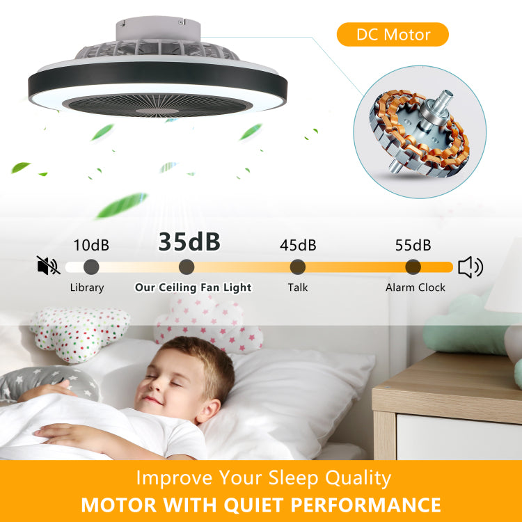 19 Inch Black Light With Led Rgb Dimmable & Color Changing, App & Remote Control, Modern Smart For Living Room, Bedroom, And Dining Room Silent 6 Speed Reversible Dc Motor