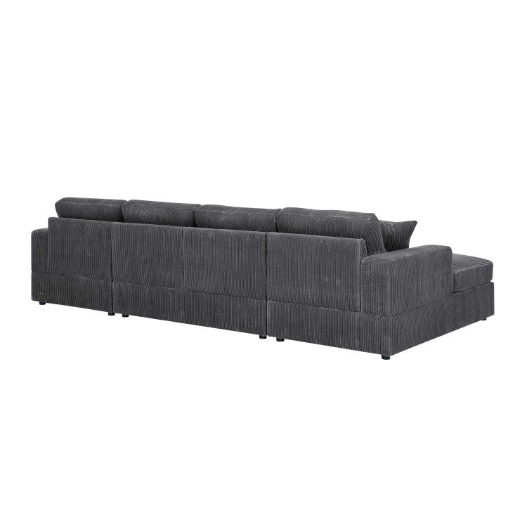 3 Piece Corduroy Double Chaise Sectional
