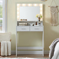 Vanity Desk With Mirror And Lights, Dressing Table With Large Drawer, 2 Level Storage Dresser & 3 Lighting Modes Adjustable Brightness, Suitable For Bedroom White