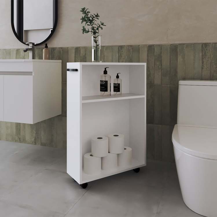 White Rolling Storage Cart With Versatile Compact Design