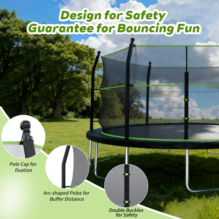 14Ft Trampoline With Ladder And Enclosure Net For Kids And Adults, Heavy Duty 14' Outdoor Trampoline For Backyard