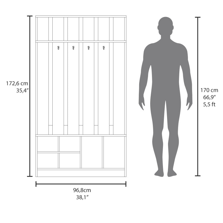 Tulcan 38" Wide Hall Tree With Bench And Shoe Storage, Entryway Bench With Coat Rack