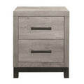 Deena 25 Inch Classic 2 Drawer Nightstand, Metal Handles, Wood Grain Gray