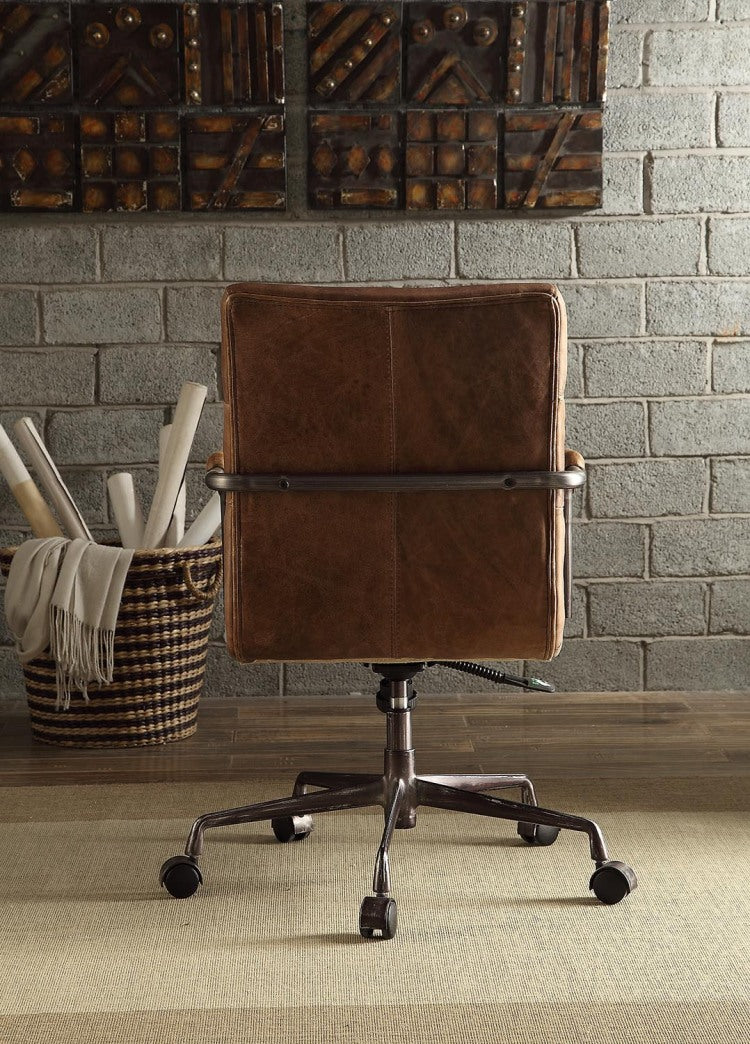 Retro Brown Swivel Office Chair With 5 Star Base