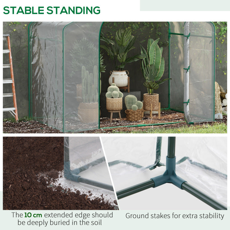 Outsunny 6' X 3' X 5' Portable Walk In Greenhouse, Pvc Cover, Steel Frame Garden Hot House, Zipper Door, Top Vent For Flowers, Vegetables, Saplings, Clear