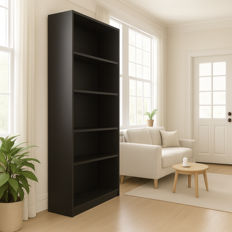 5 Tier Bookshelves Storage Cabinet Black