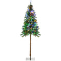 Homcom 6Ft Tall Prelit Pencil Artificial Christmas Tree Holiday D Cor With 442 Branches, 175 Warm White Or Colorful Led Lights, Steel Base