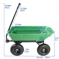 Folding Car Poly Garden Dump Truck With Steel Frame, 10 Inches. Pneumatic Tire, 300 Lb Capacity Body 55L Green