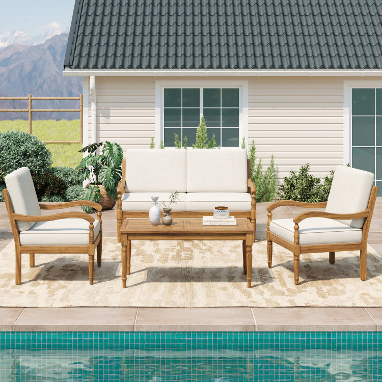 Acacia Classic Outdoor Coffee Table,Natural Finish