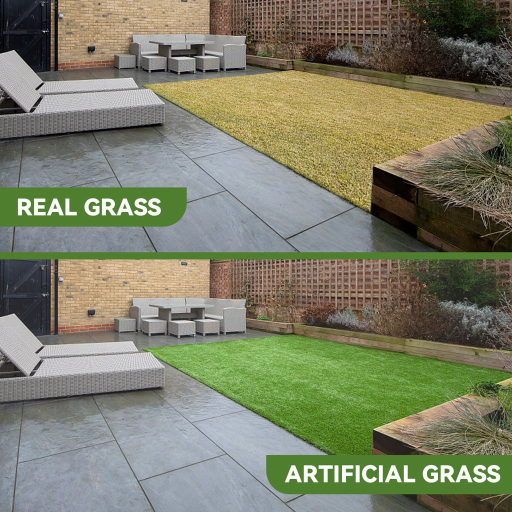 Grass Turf Outdoor Indoor, 7 Ft X 15 Ft Fake Grass, 1.38 Inch Outdoor Rug For Patio, Realistic Faux Grass Rug With Drain Holes