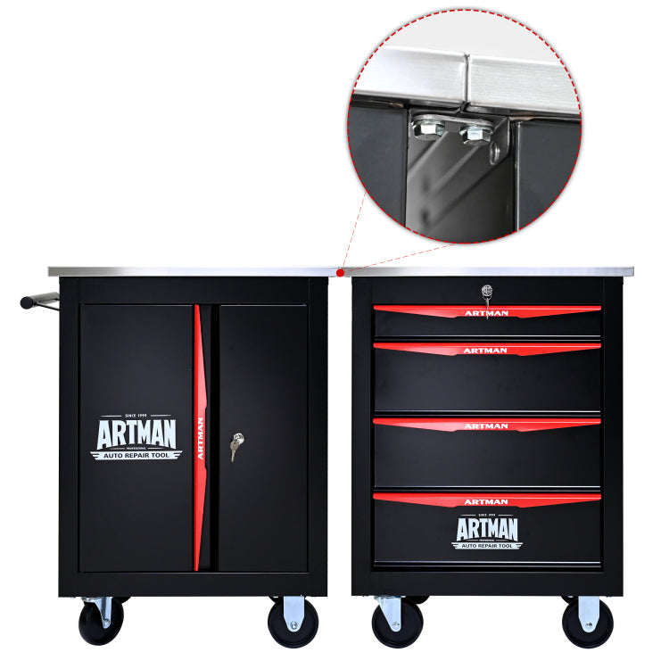 Double Door Clapboardl Multi Function Tool Cart Blak&Red
