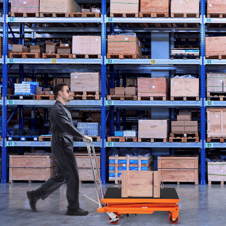 Hydraulic Lift Table Cart, 330Lbs Capacity 50" Lifting Height, Manual Double Scissor Lift Table With 4 Wheels And Non Slip Pad, Hydraulic Scissor Cart For Material Handling And Transportation