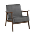 Vandie Accent Club Chair, Light Brown Velvet, Solid Rubberwood Frame