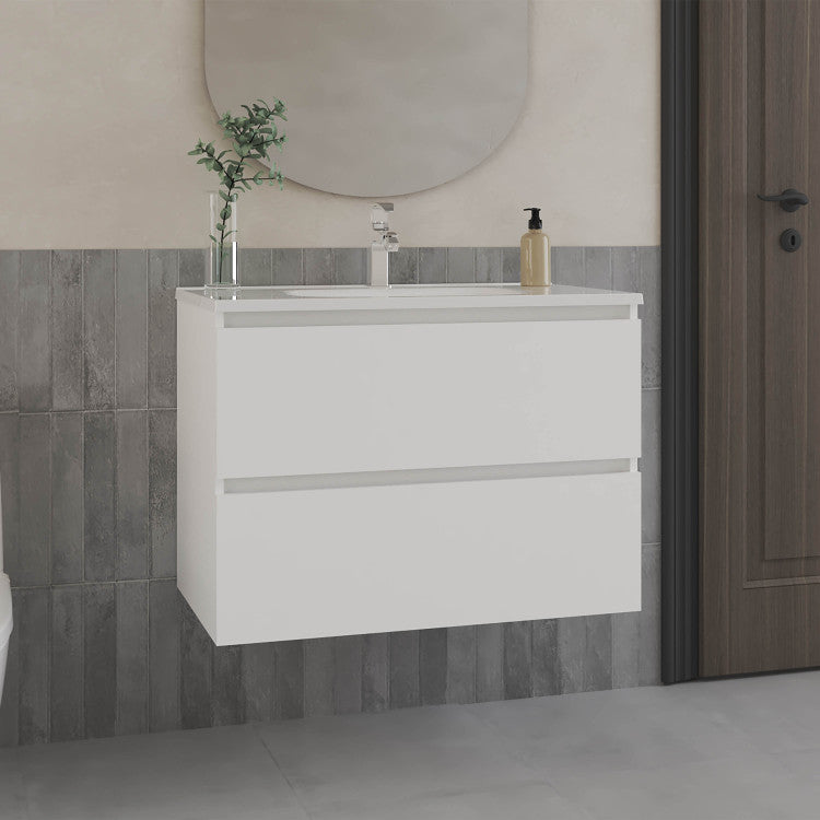Bathroom Cabinet Opalo, With Two Shelves And Open Storage, White