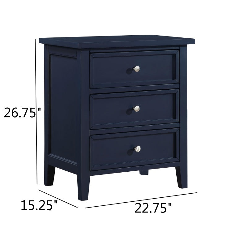 Luca 3 Drawer Nightstand Midnight Blue