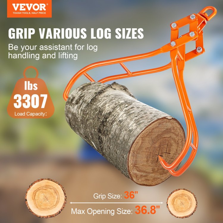 Timber Claw Hook, 36 Inch 4 Claw Log Grapple For Logging Tongs, Swivel Steel Log Lifting Tongs, Eagle Claws Design With 3307 Lbs 1500 Kg Loading Capacity For Tractors, Atvs, Trucks, Forklifts