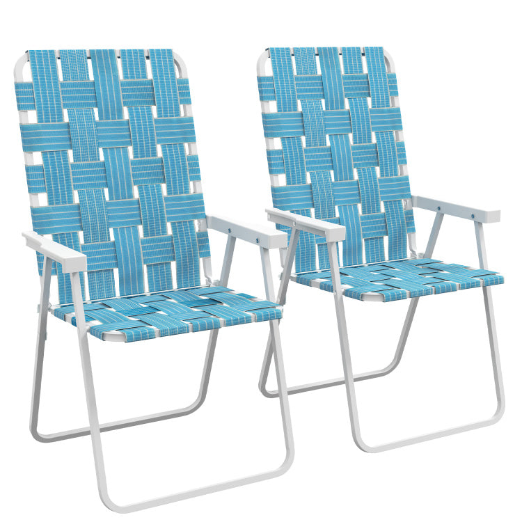 Outsunny Set Of 2 Patio Folding Chairs, Classic Outdoor Camping Chairs, Portable Lawn Chairs For Camping, Garden, Pool, Beach, Backyard W Armrests, Blue