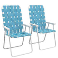 Outsunny Set Of 2 Patio Folding Chairs, Classic Outdoor Camping Chairs, Portable Lawn Chairs For Camping, Garden, Pool, Beach, Backyard W Armrests, Blue
