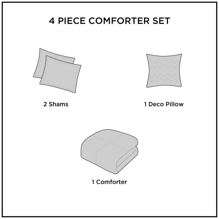 4 Piece Full Queen Plush To Sherpa Down Alternative Comforter Set,Black Black