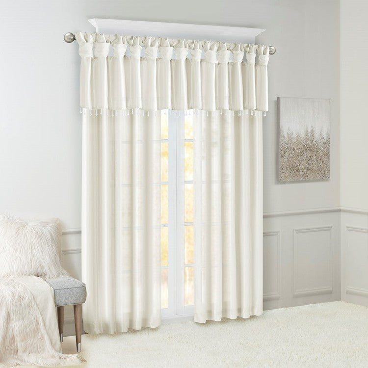 Twist Tab Lined Window Curtain Panel White 50X95"
