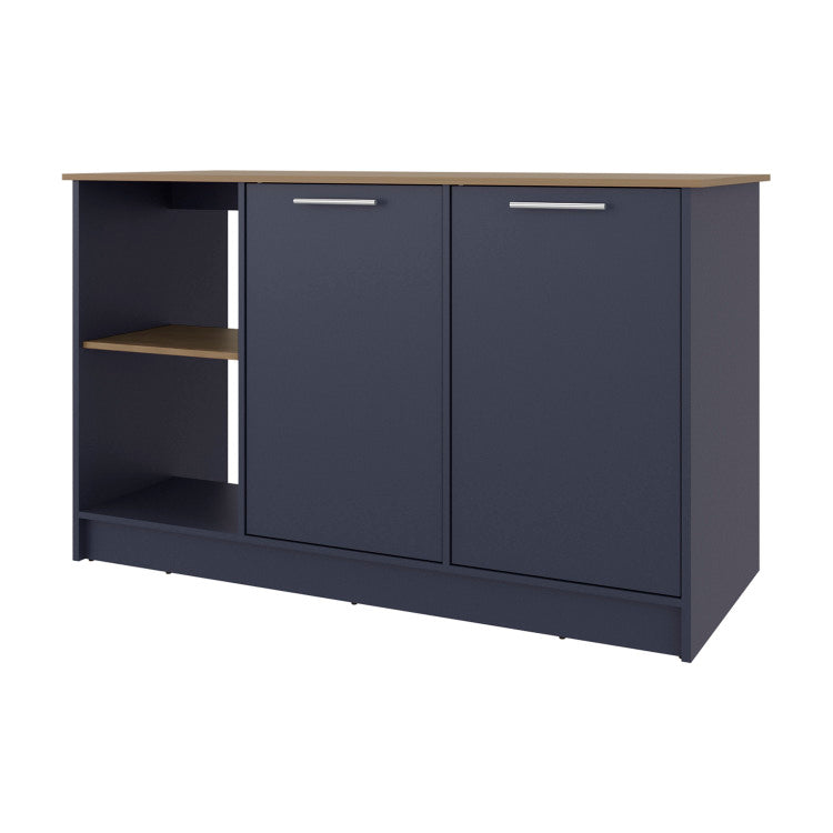 Demon Kitchen Island With Storage Cabinet And Open Shelves