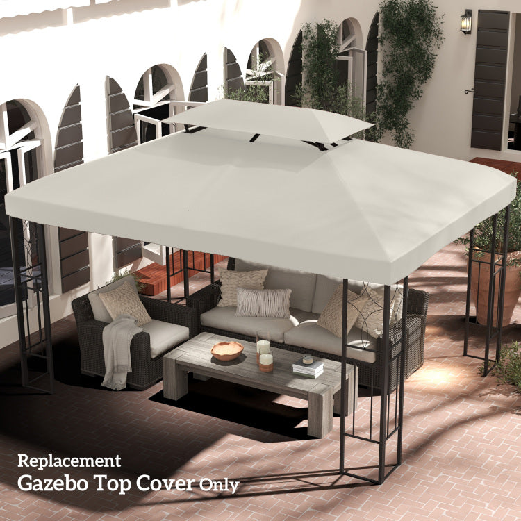 Outsunny 13' X 10' Gazebo Replacement Canopy, 2 Tier Top Uv Cover For 9.84' X 9.84' Outdoor Gazebo, Cream White Top Only