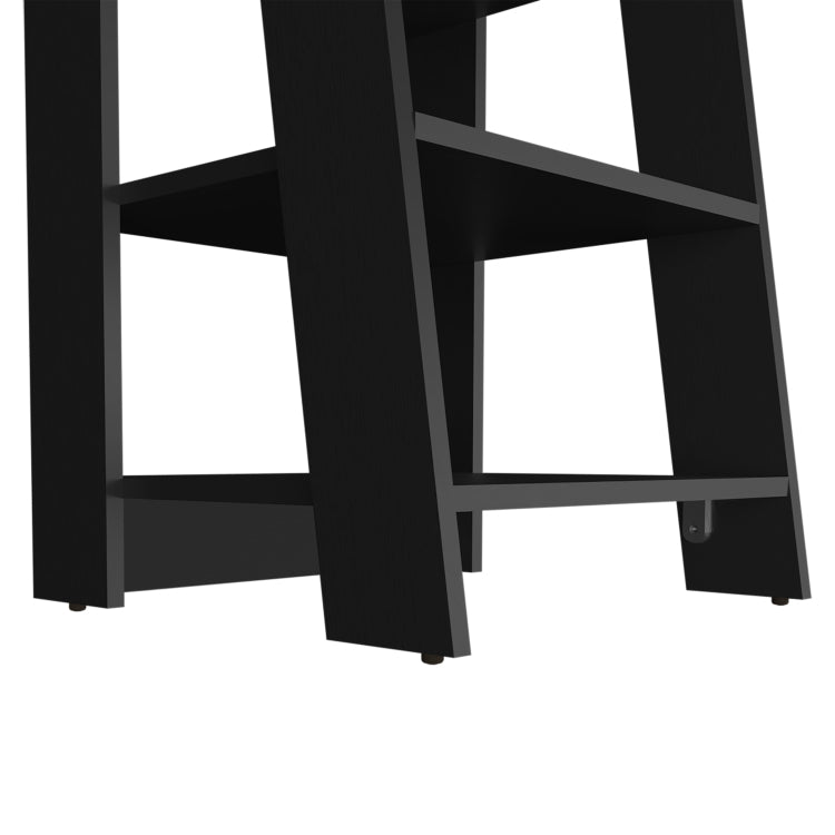 Bathbi 30" High 4 Tier Ladder Shelf Organizer For Bathroom, Side Table, Living Room In Black