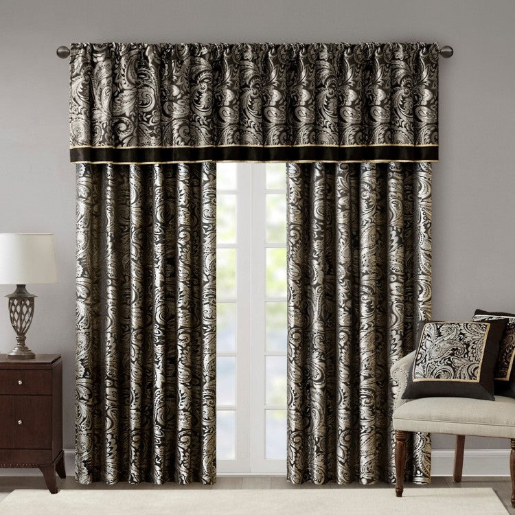 Jacquard Window Valance Black 50X18"