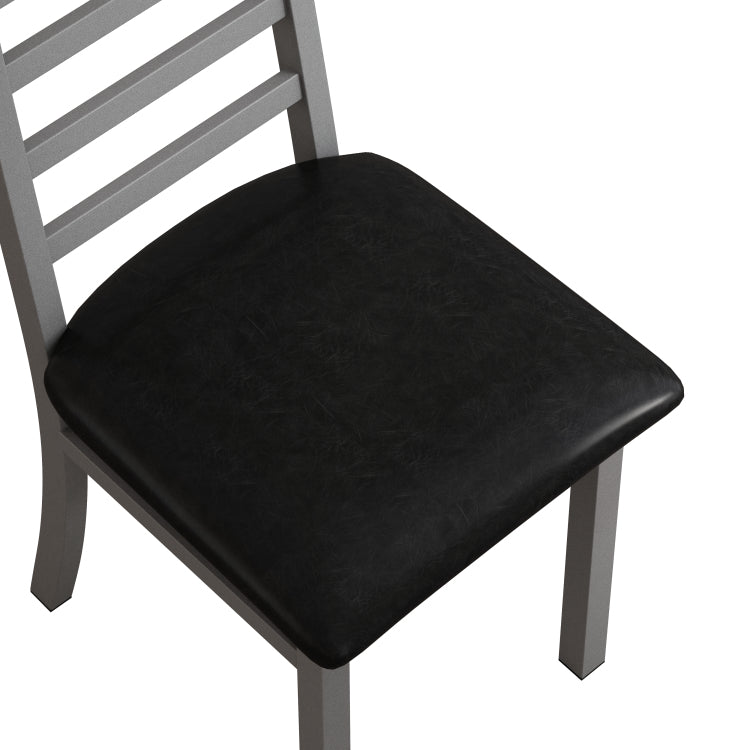 Metal Dining Chairs Set Of 2, Steel Legs And Pu Leather Seats, High Back Armless Dining Chairs, For Kitchen, Living Room, Grey
