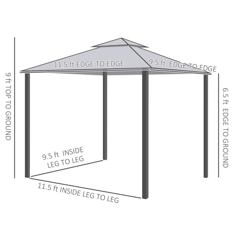 Outsunny 9.6' X 11.6' Patio Gazebo, Outdoor Canopy Shelter With 2 Tier Roof And Netting, Steel Frame For Garden, Lawn, Backyard, And Deck, Cream White