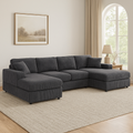 3 Piece Corduroy Double Chaise Sectional