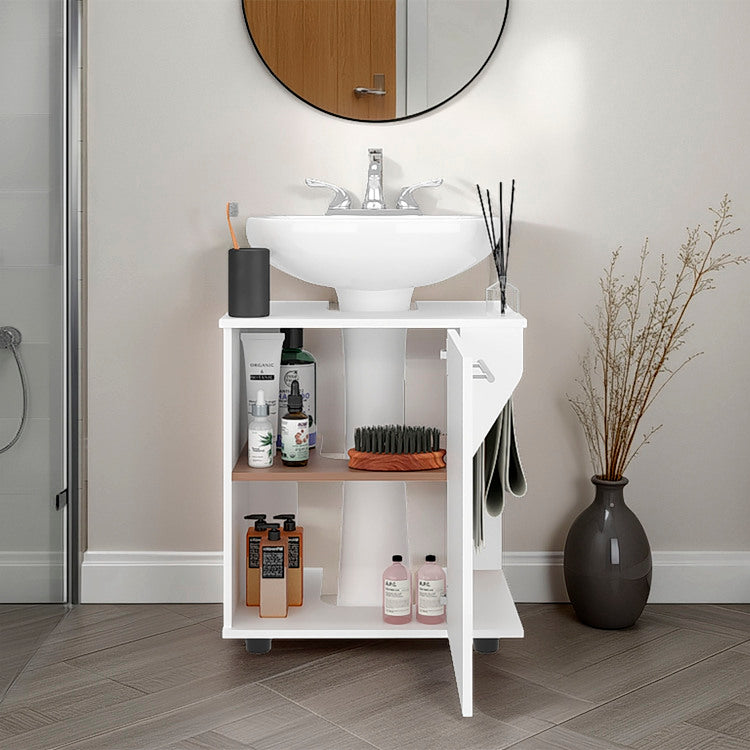 Gila Bend Under Sink Storage Cabinet, Compact Design, With Two Shelves For Organizing Bathroom Items, White