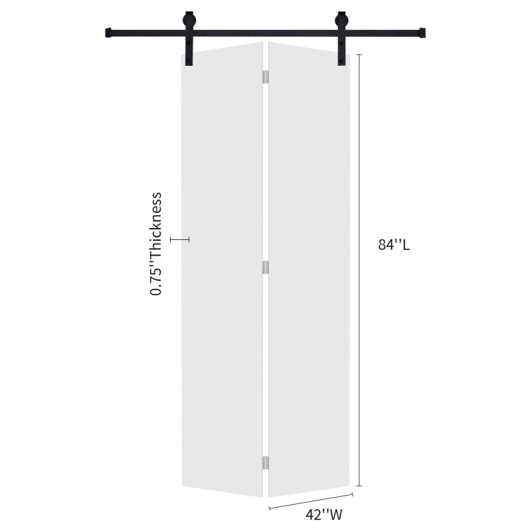 Modern Flat Panel Bi Fold Door 84 In. X 84 In. Mdf White Barn Sliding Door With Hardware Kit