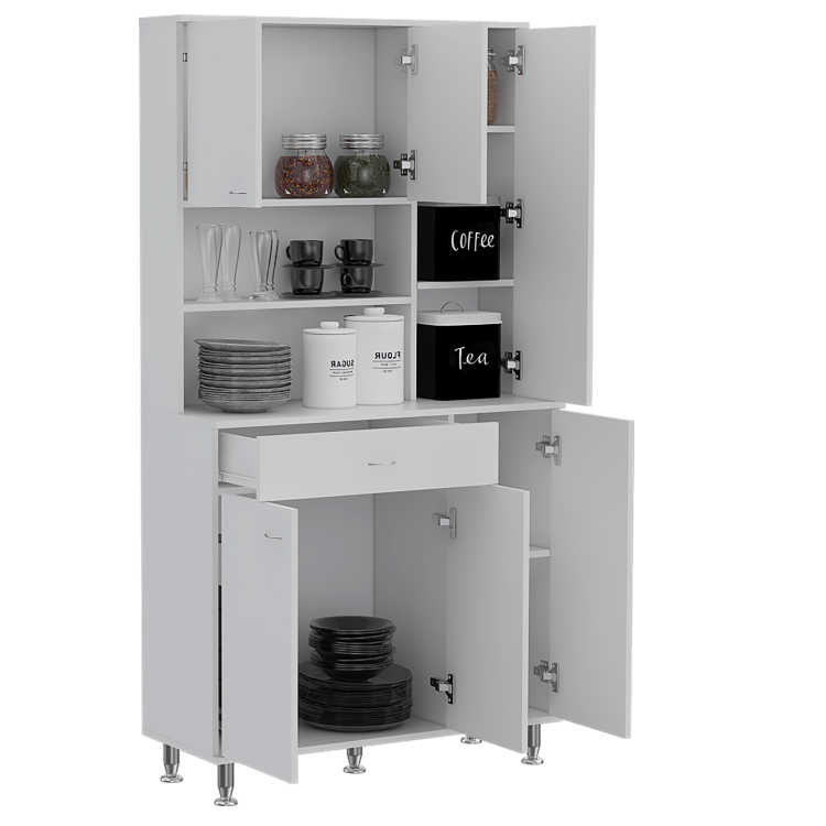 Venice 90 Pantry Cabinet, Multiple Cabinets, One Drawer, Two Open Shelves