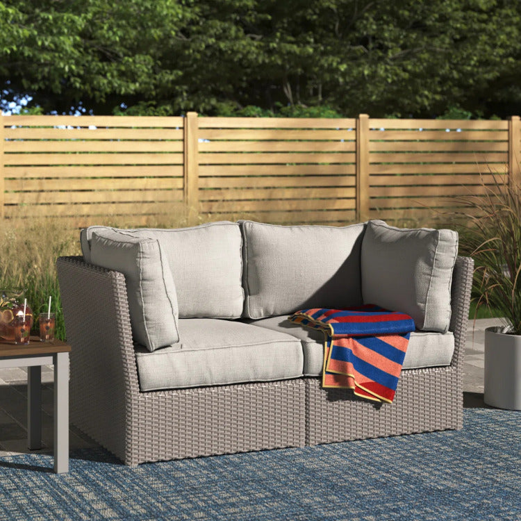 Outdoor Wicker Loveseat With Cushions Fully Assembled