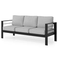 Patio Sofa Aluminum Outdoor Sofa With 3 Seats, All Weather Metal Outdoor Couch With 5" Thick And Soft Cushion Light Gray