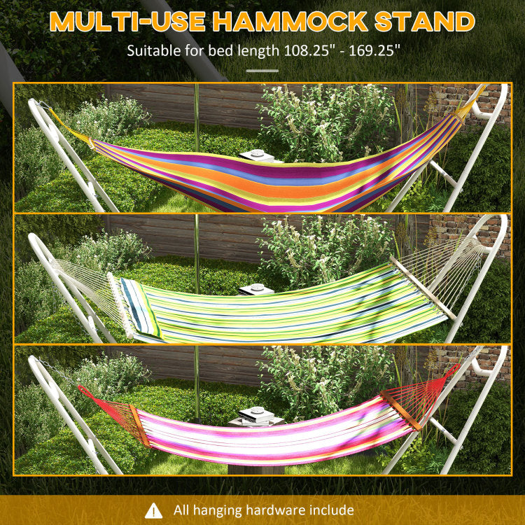 Outsunny Hammock Stand For 2 Person, Portable Adjustable Steel Frame Hammock Stand With Weather Resistant Finish, For 9 14Ft Hammocks, 10.3', 550 Lbs. Capacity, White