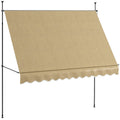 Outsunny Manual Retractable Awning, 118" Non Screw Freestanding Patio Sun Shade Shelter With Support Pole Stand And Uv Resistant Fabric, For Window, Door, Porch, Deck, Beige