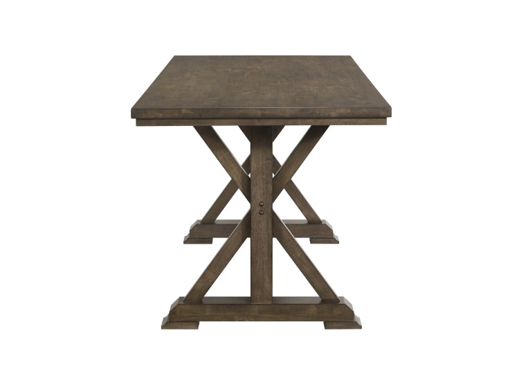 5Pc Counter Height Dining Set Beautifully Crafted Dining Table Robust Trestle Base Upholstered Chair Rich Wood Finish Natural Charm Dining Room Furniture Rustic Brown